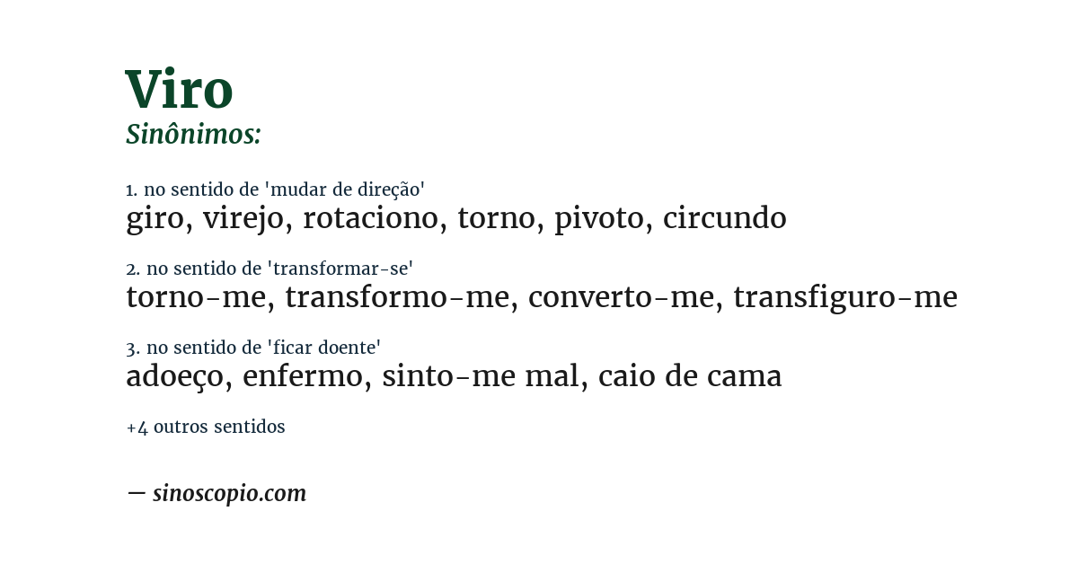 Sinônimo de viro