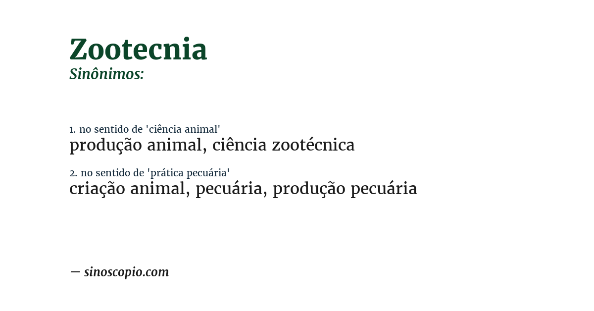 Sinônimo de zootecnia
