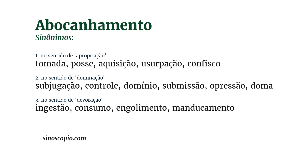 Sinônimo de abocanhamento