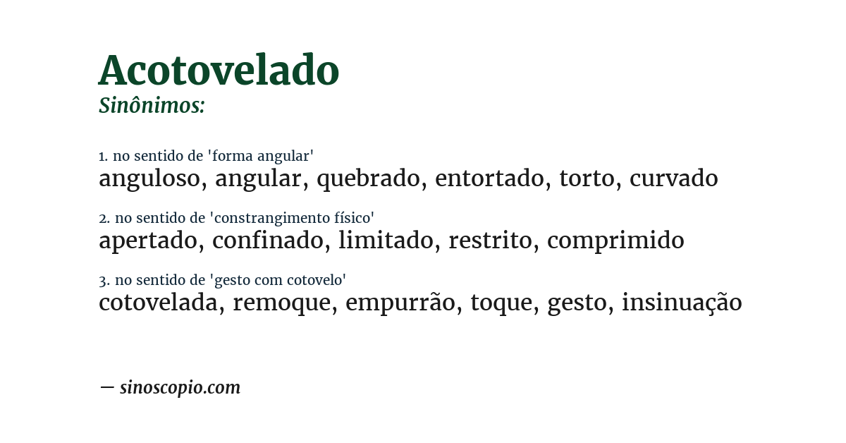 Sinônimo de acotovelado