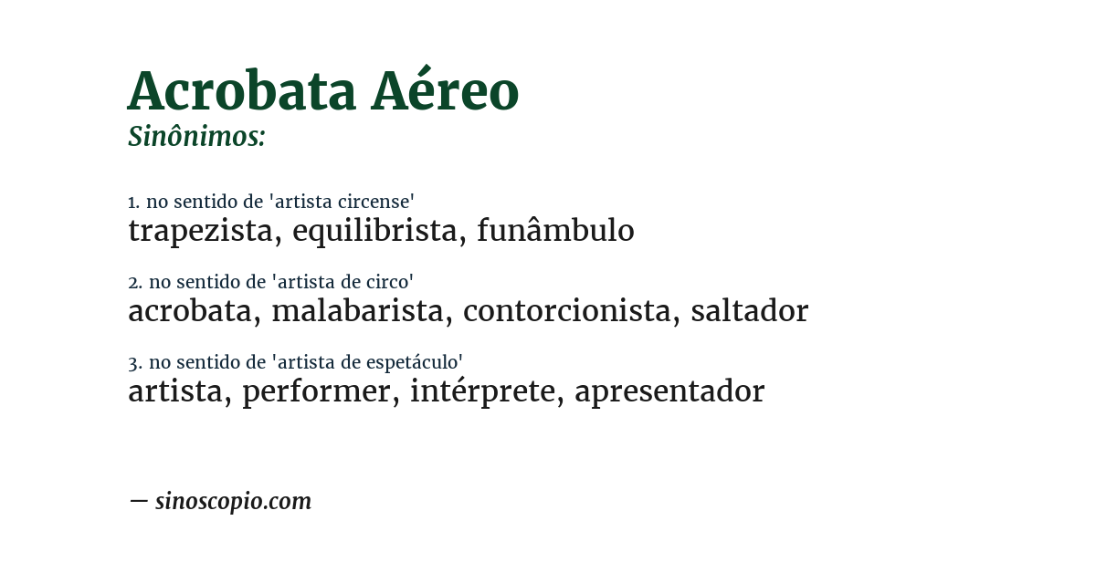 Sinônimo de acrobata aéreo