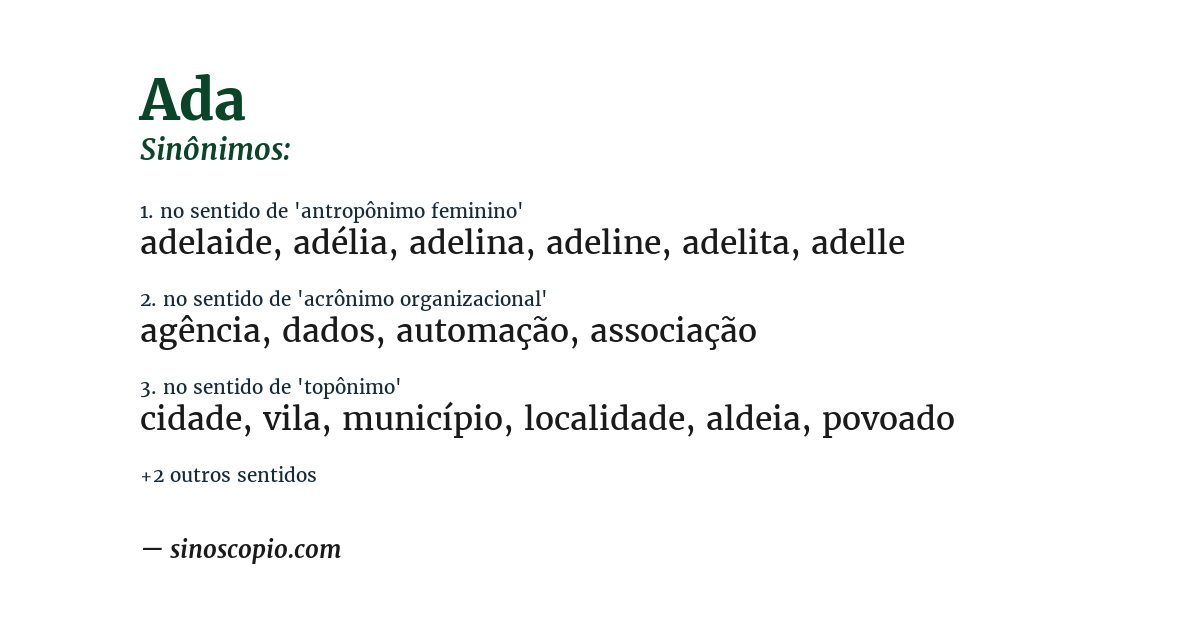 Sinônimo de ada