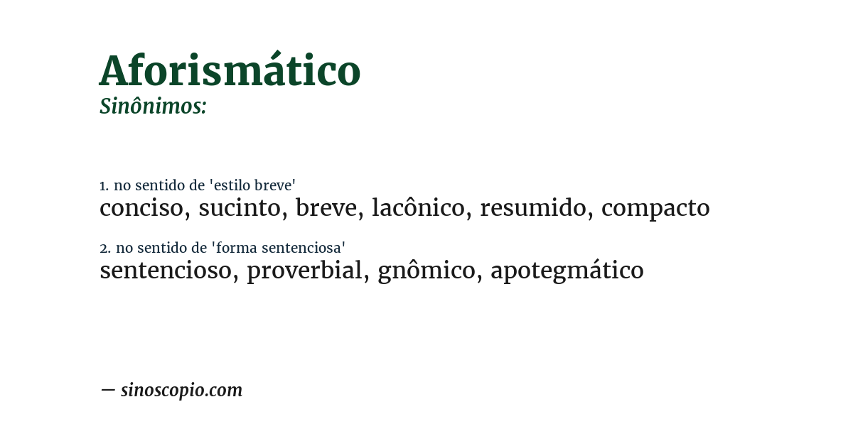 Sinônimo de aforismático