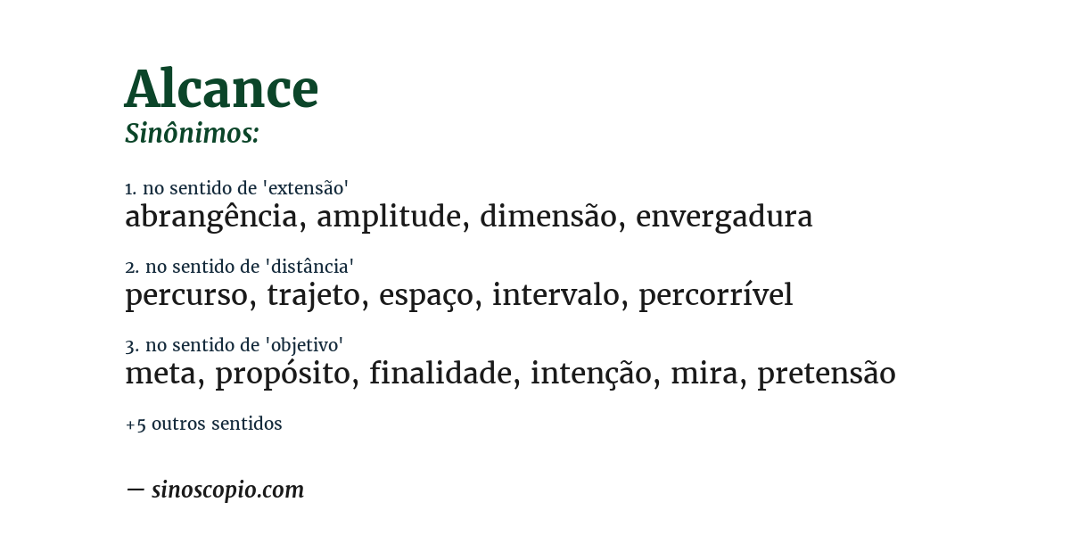 Sinônimo de alcance