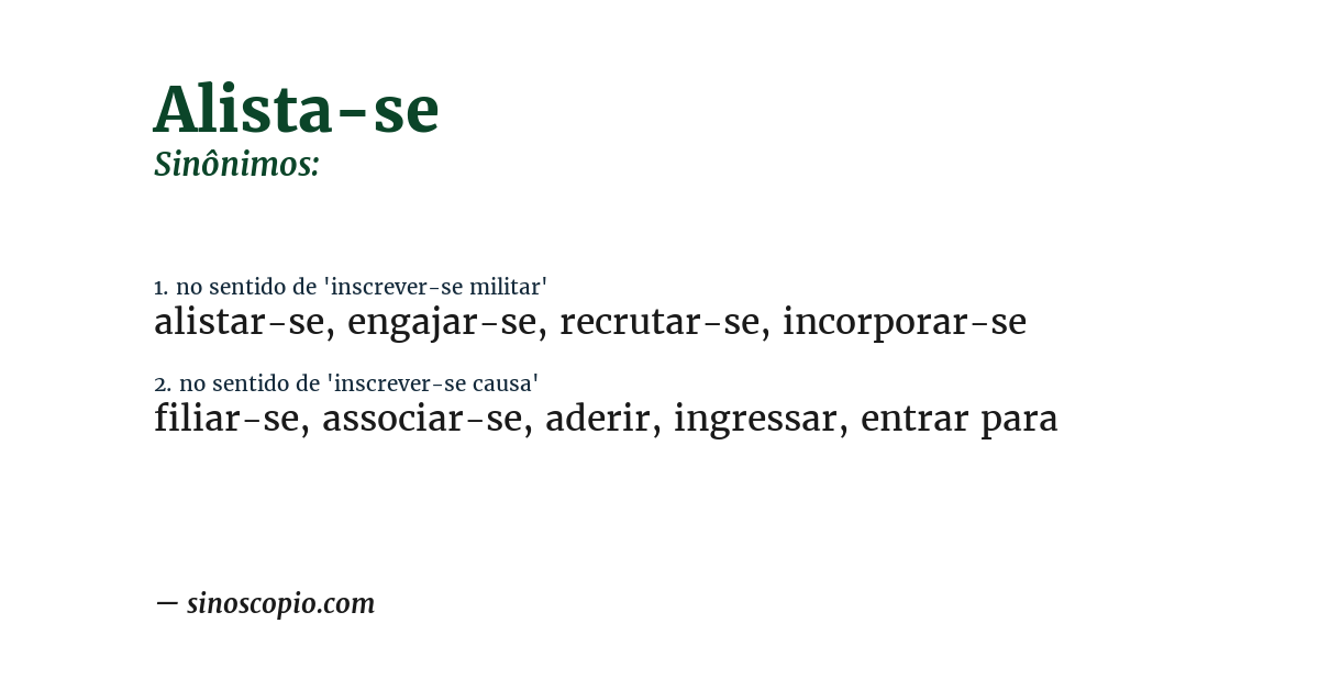 Sinônimo de alista-se
