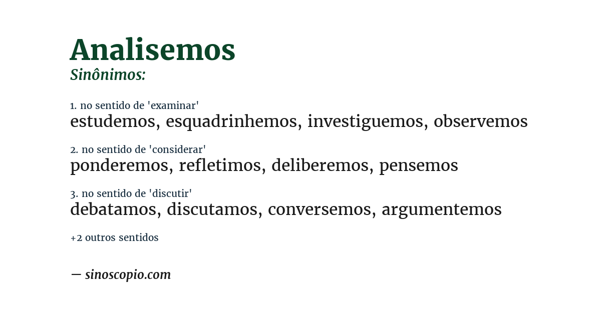 Sinônimo de analisemos