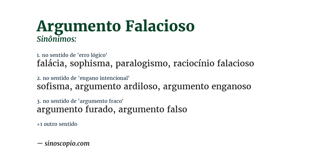 Sinônimo de argumento falacioso