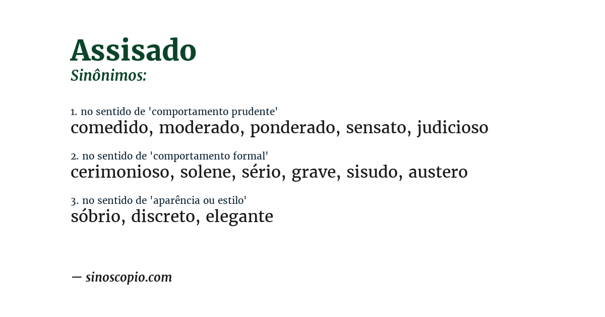 Sinônimo de assisado