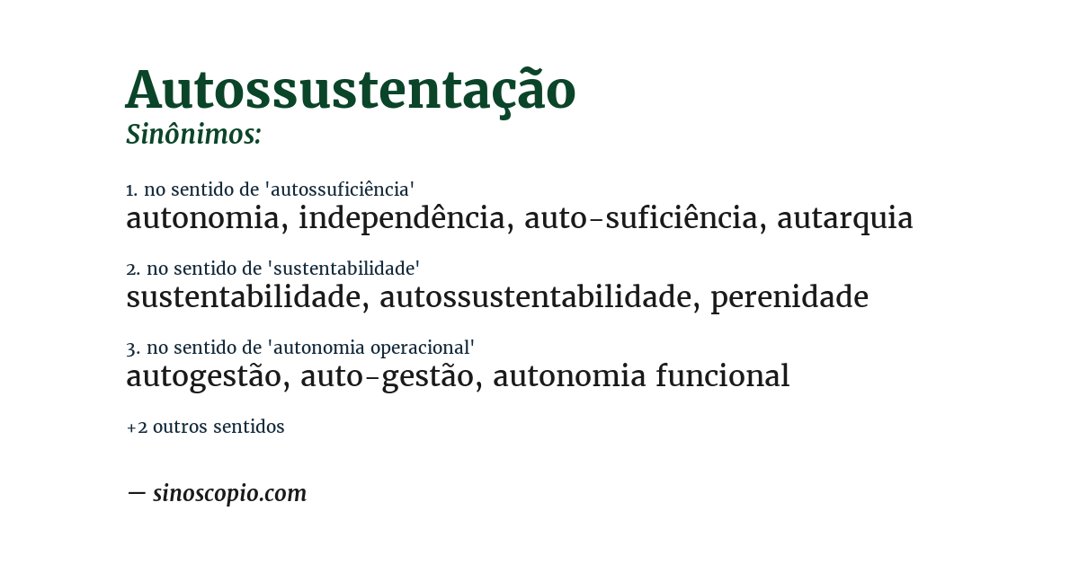 Sinônimo de autossustentação