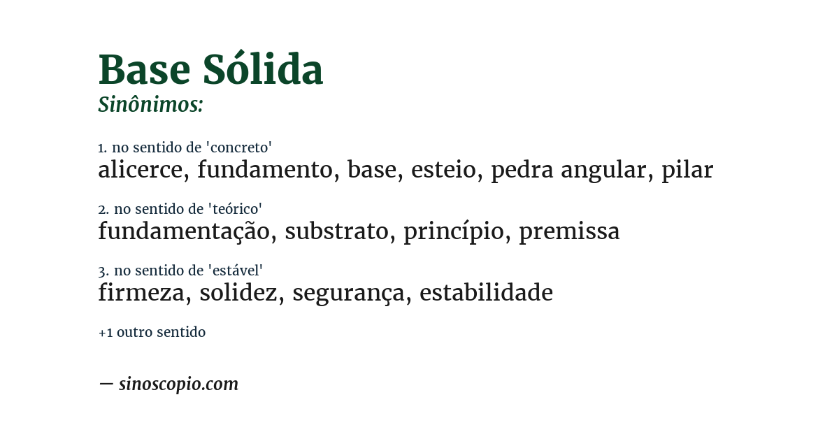 Sinônimo de base sólida