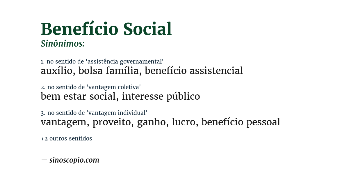 Sinônimo de benefício social