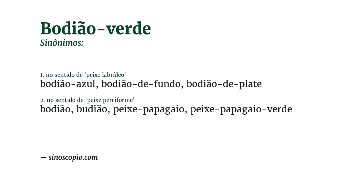 Sinônimo de bodião-verde