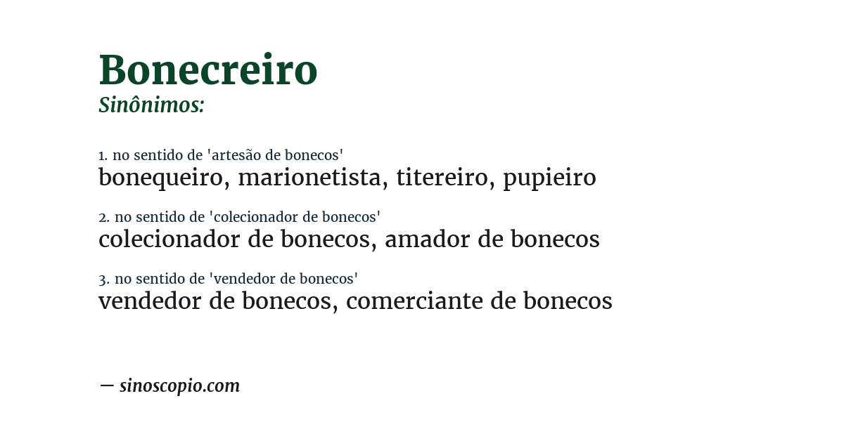Sinônimo de bonecreiro