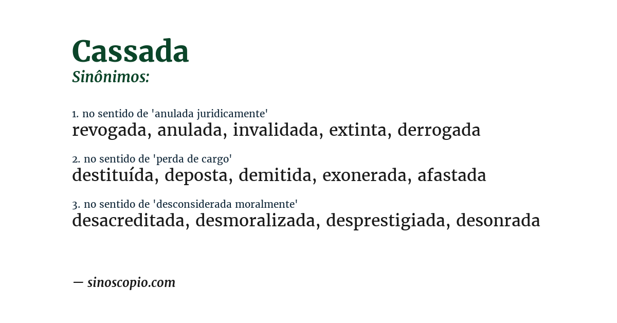 Sinônimo de cassada
