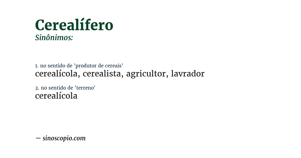 Sinônimo de cerealífero