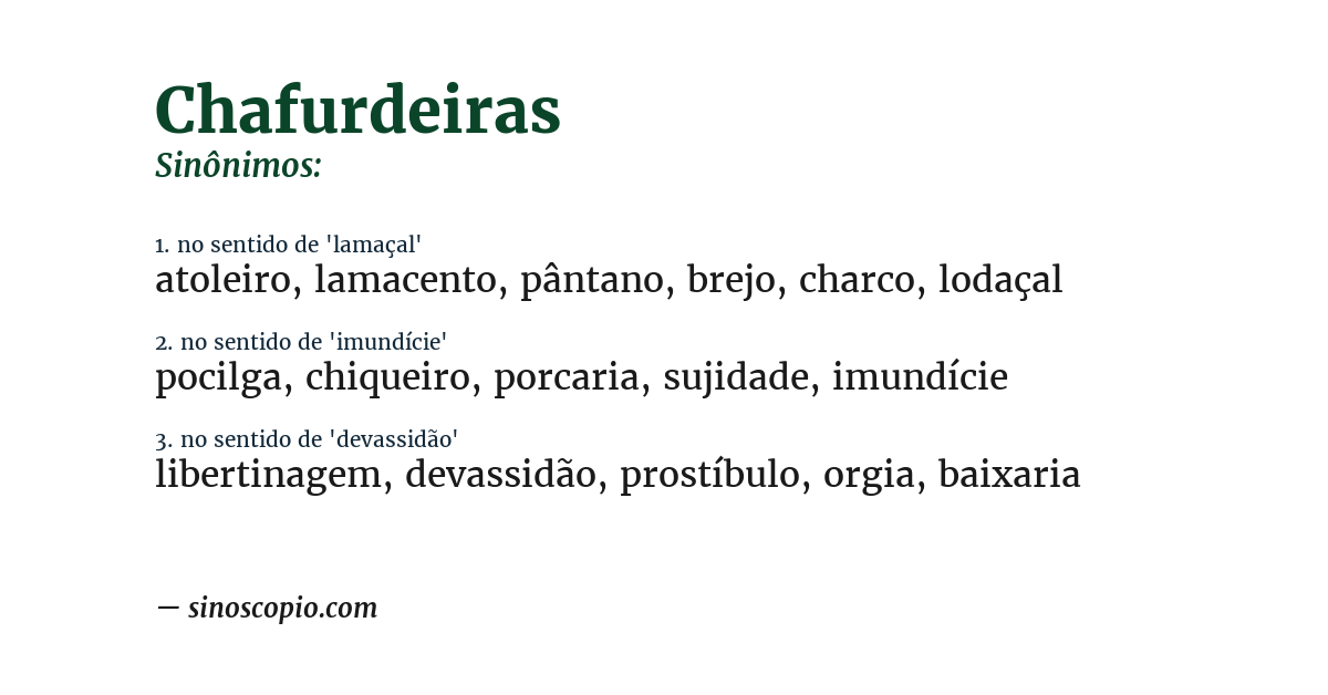 Sinônimo de chafurdeiras