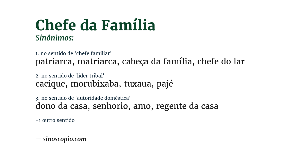Sinônimo de chefe da família