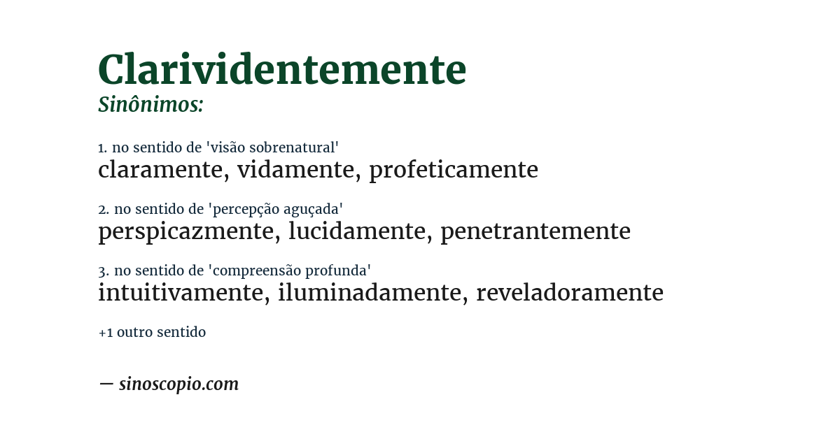Sinônimo de clarividentemente