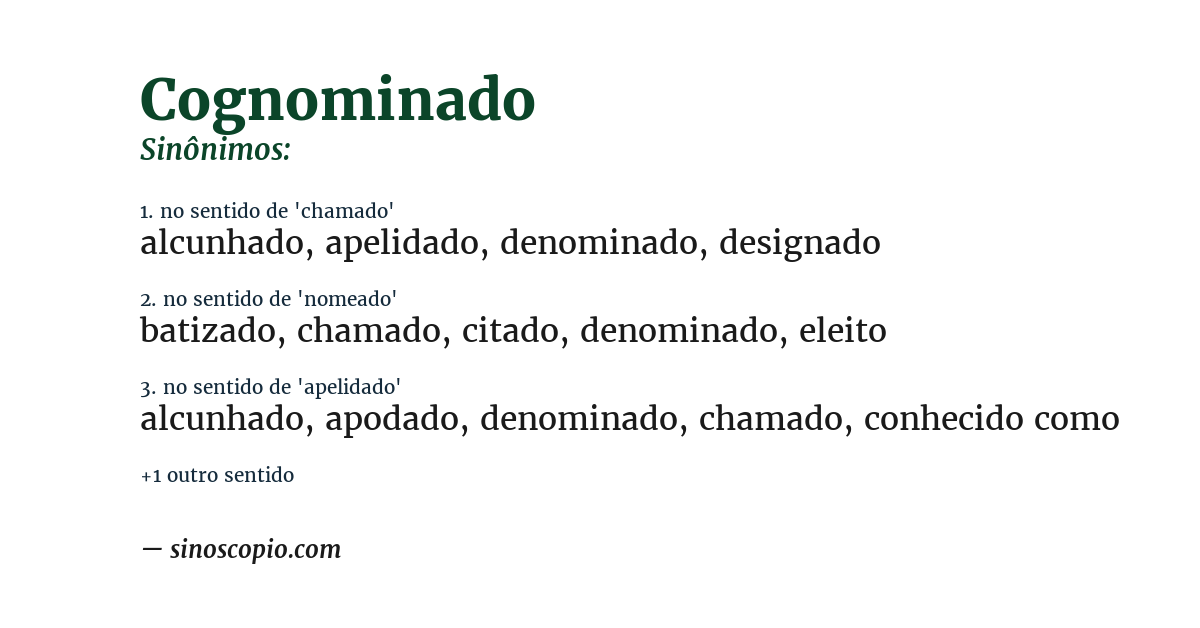 Sinônimo de cognominado
