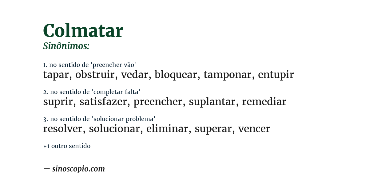 Sinônimo de colmatar