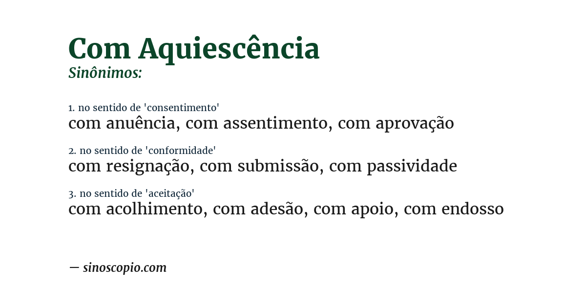 Sinônimo de com aquiescência