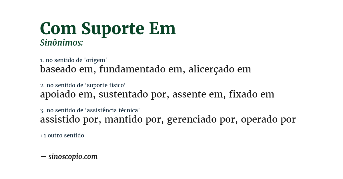 Sinônimo de com suporte em