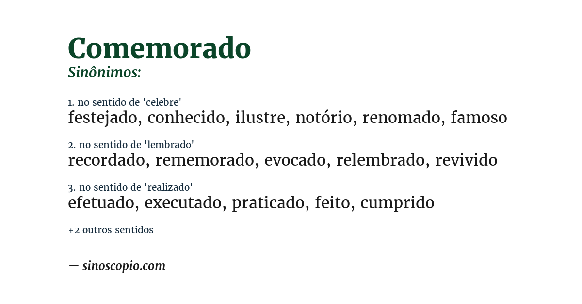 Sinônimo de comemorado