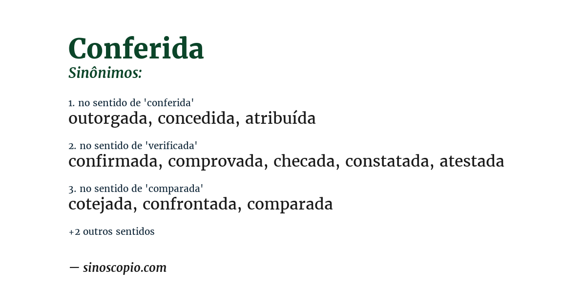 Sinônimo de conferida