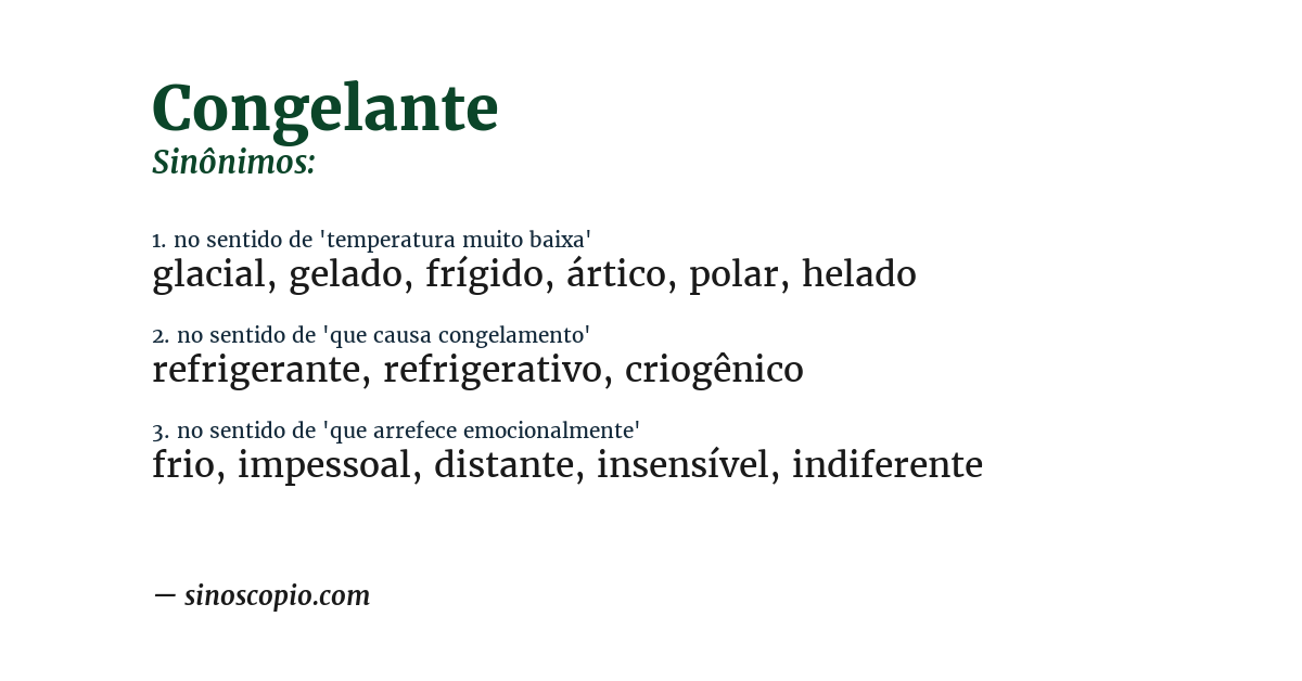 Sinônimo de congelante