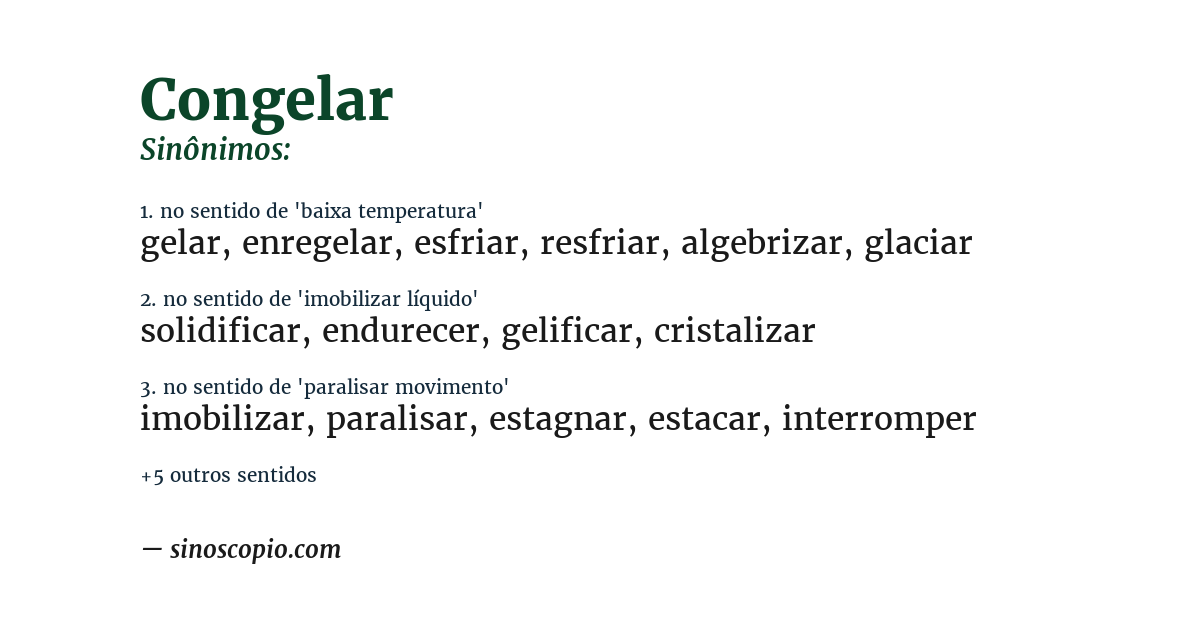 Sinônimo de congelar