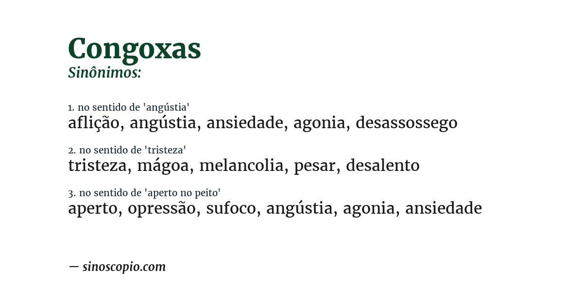 Sinônimo de congoxas