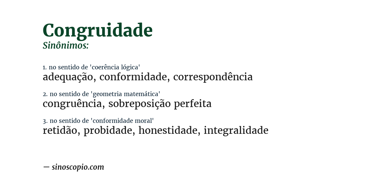Sinônimo de congruidade