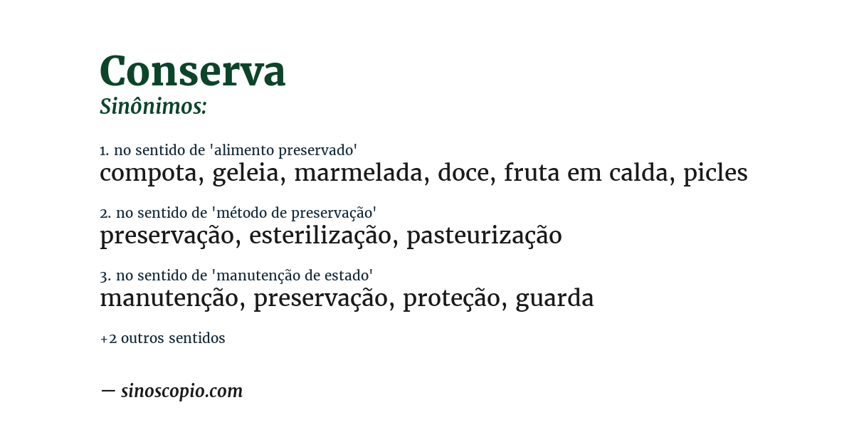 Sinônimo de conserva