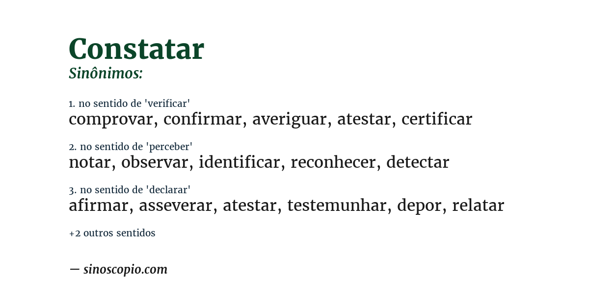 Sinônimo de constatar