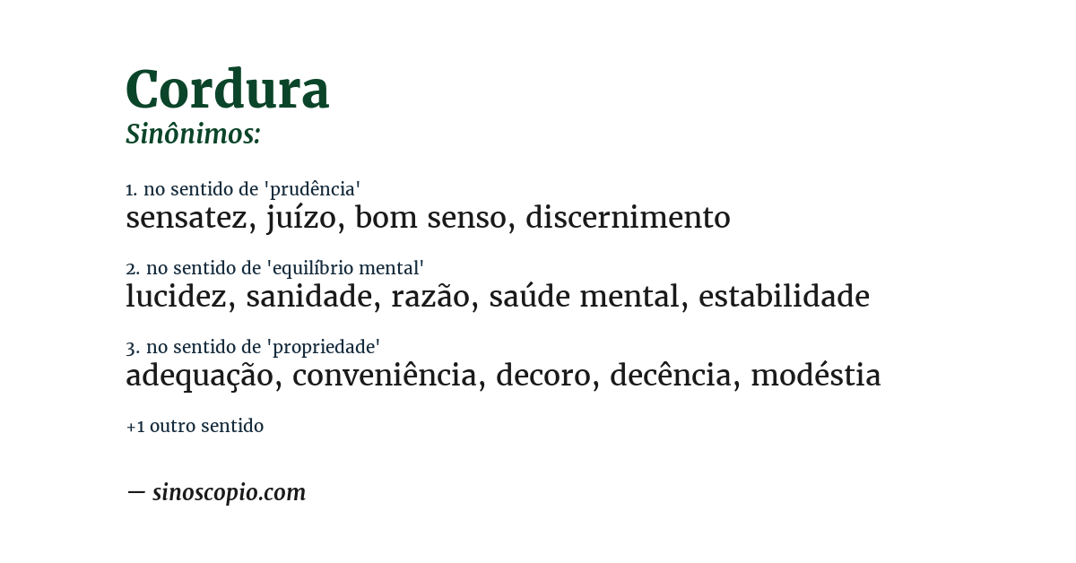 Sinônimo de cordura
