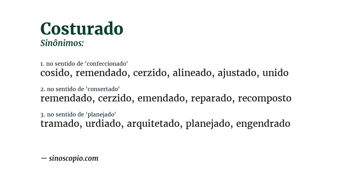 Sinônimo de costurado