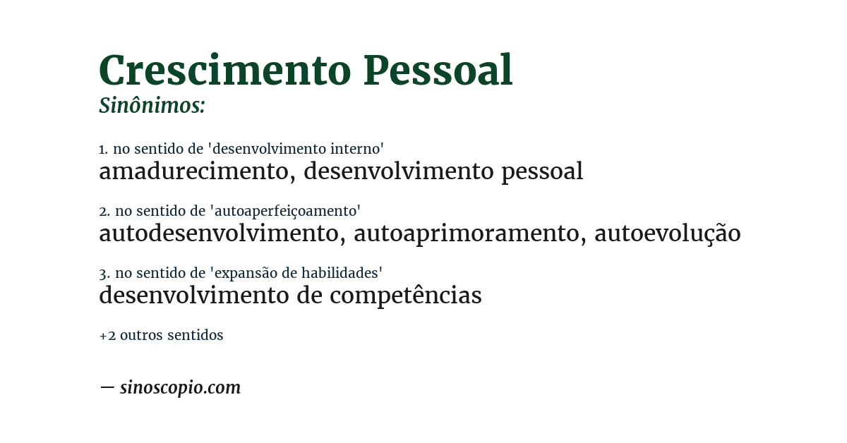 Sinônimo de crescimento pessoal