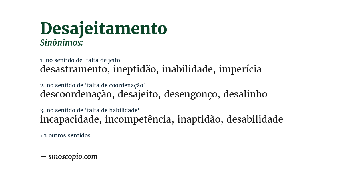 Sinônimo de desajeitamento