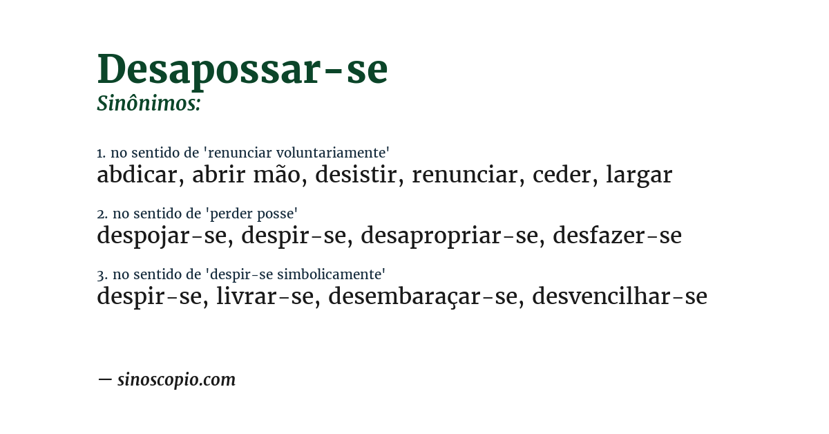 Sinônimo de desapossar-se