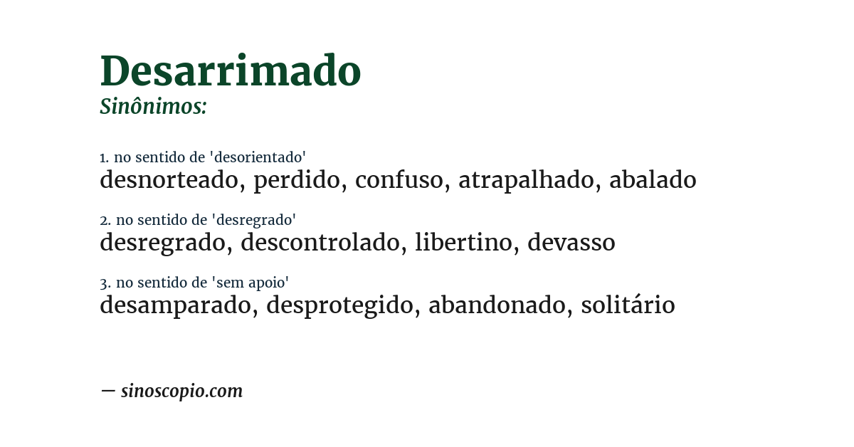 Sinônimo de desarrimado