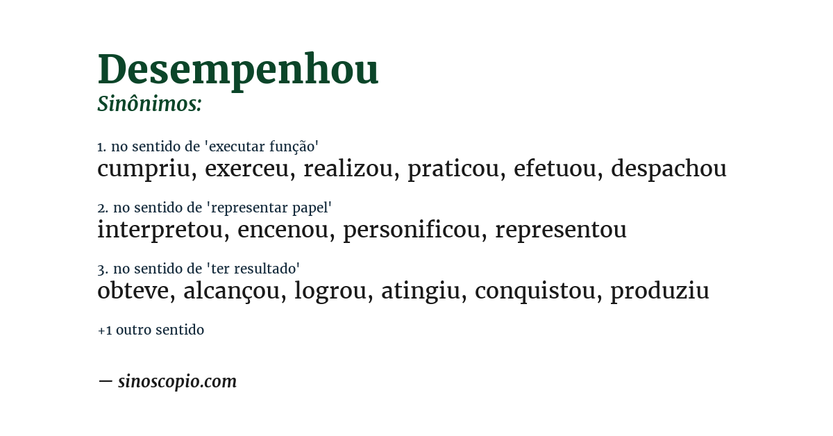 Sinônimo de desempenhou