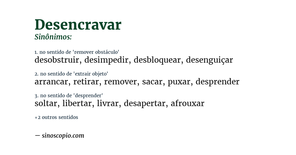 Sinônimo de desencravar