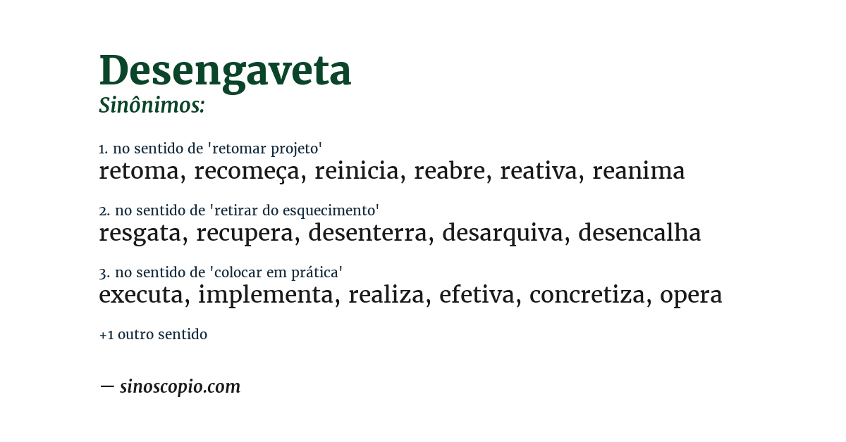 Sinônimo de desengaveta