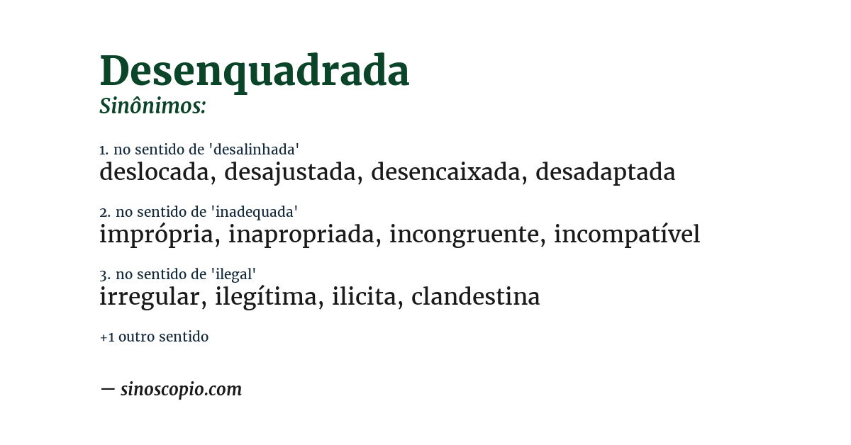 Sinônimo de desenquadrada