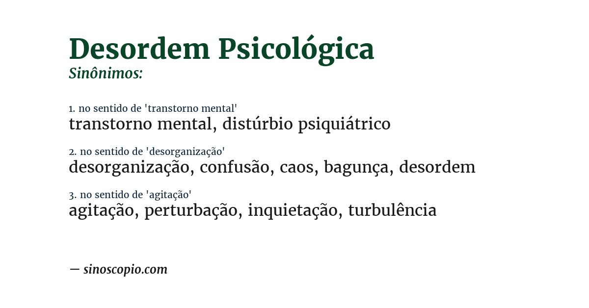 Sinônimo de desordem psicológica