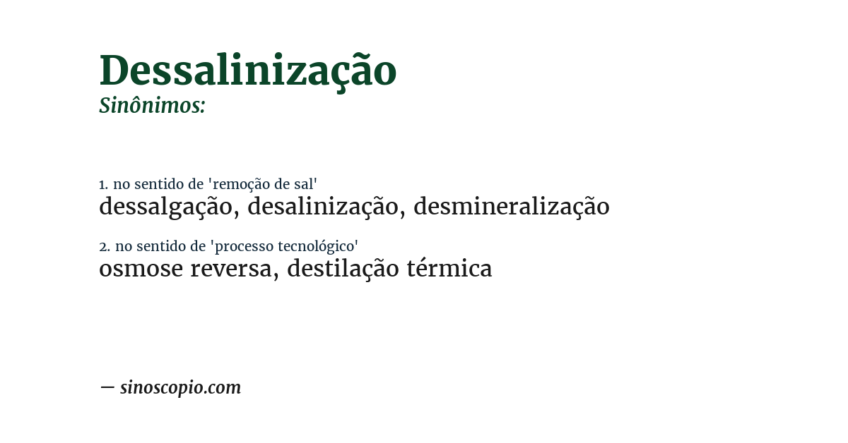 Sinônimo de dessalinização