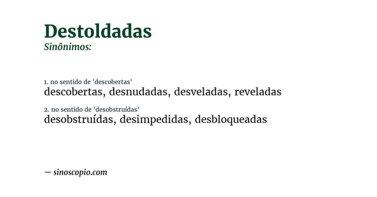 Sinônimo de destoldadas