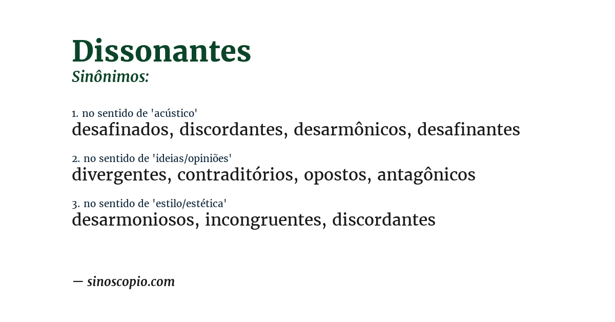 Sinônimo de dissonantes