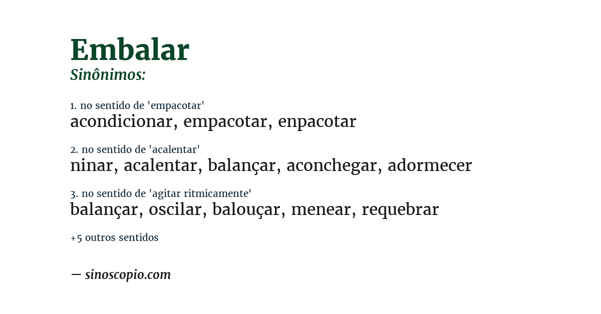 Sinônimo de embalar