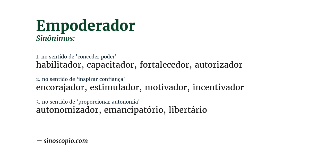 Sinônimo de empoderador